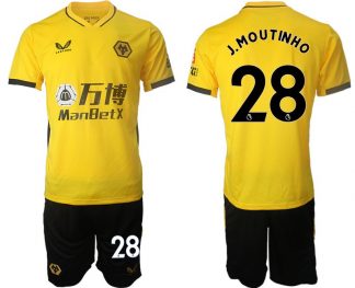 Castore Wolves Heimtrikot Gelb 2022 Kurzarm + Kurze Hosen mit Aufdruck J.MOUTINHO 28