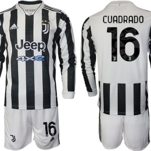 Cuadrado 16# Juventus Turin Herren 2022 Fußball Heim Kit Langarm + Kurze Hosen