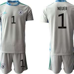 DFB Deutschland Herren AdiPro 20 Torwarttrikot Grau mit Aufdruck Neuer 1