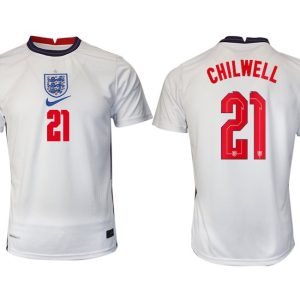 England Heimtrikot EM 2022 weiß/blau mit Aufdruck CHILWELL 21