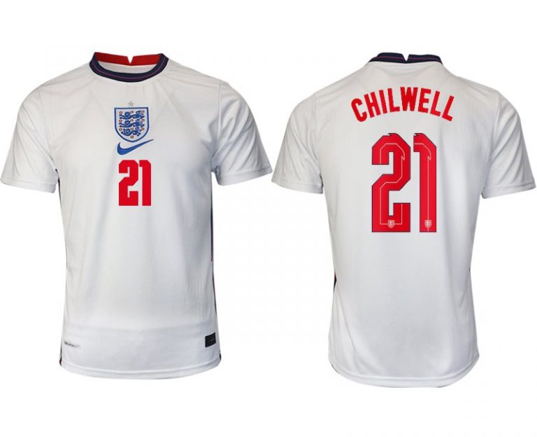 England Heimtrikot EM 2022 weiß/blau mit Aufdruck CHILWELL 21