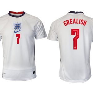 England Heimtrikot EM 2022 weiß/blau mit Aufdruck GREALISH 7