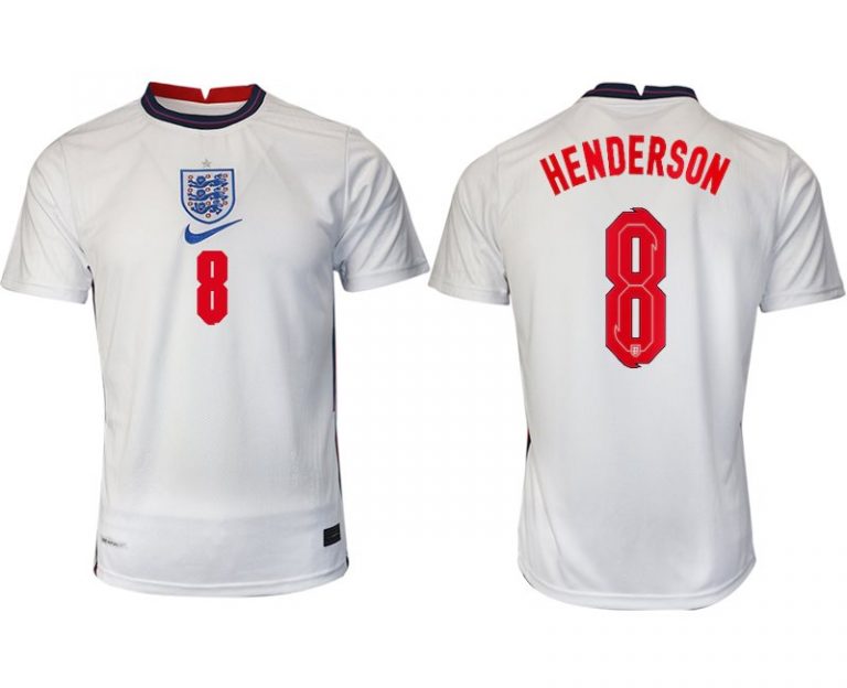 England Heimtrikot EM 2022 weiß/blau mit Aufdruck HENDERSON 8