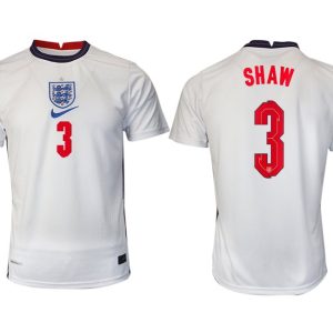 England Heimtrikot EM 2022 weiß/blau mit Aufdruck SHAW 3