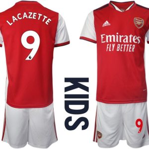 FC Arsenal Heimtrikot 2022 für Kinder weiß/rot mit Lacazette 9 Aufdruck