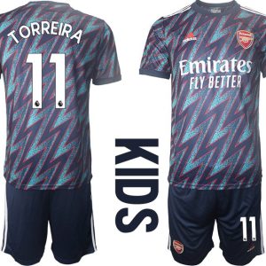 FC Arsenal London Trikot 3rd 2021/2022 Blau für Kinder mit Torreira 11 Aufdruck