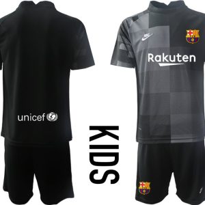 FC Barcelona Torwarttrikot in schwarz Kinder Trikotsatz Kurzarm + Kurze Hosen