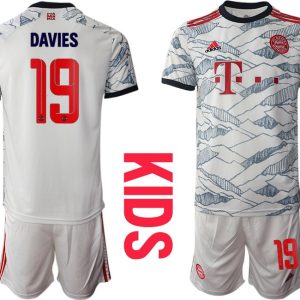 FC Bayern München Ausweichtrikot weiß 2022 für Kinder mit Aufdruck Davies 19