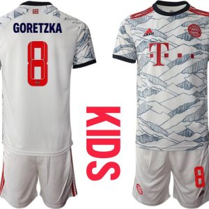 FC Bayern München Ausweichtrikot weiß 2022 für Kinder mit Aufdruck Goretzka 8