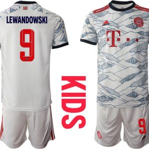 FC Bayern München Ausweichtrikot weiß 2022 für Kinder mit Aufdruck Lewandowski 9