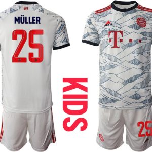 FC Bayern München Trikot 3rd in weiß 2022 für Kinder mit Aufdruck Müller 25