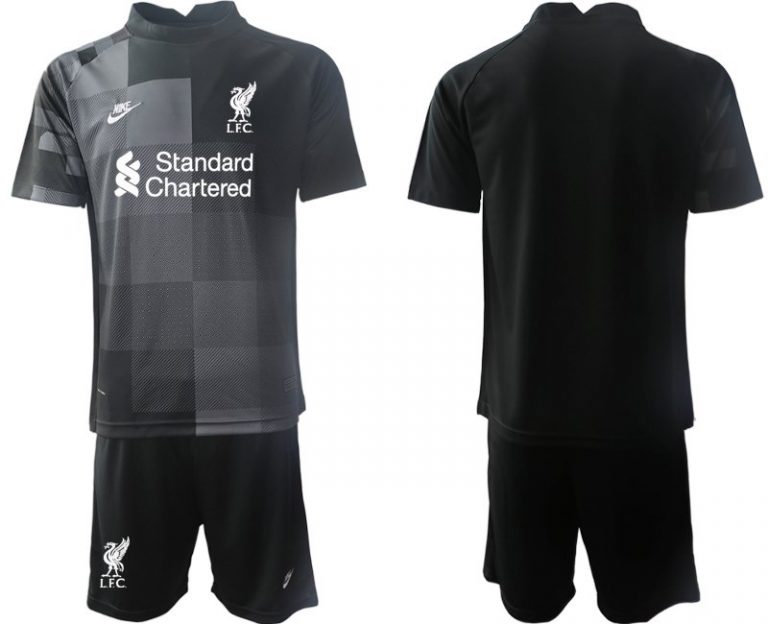 FC Liverpool Fußball Torwarttrikot 2021/2022 in Schwarz Kurzarm + Kurze Hosen