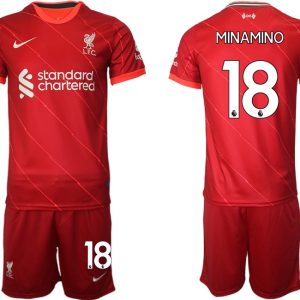 FC Liverpool Heimtrikot 2021/22 rot Trikotsatz Kurzarm + Kurze Hosen mit Aufdruck MINAMINO 18