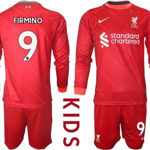 FC Liverpool Heimtrikot 2021/22 Trikotsatz Langarm in rot für Kinder FIRMINO 9