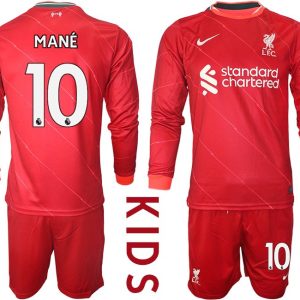 FC Liverpool Heimtrikot 2021/22 Trikotsatz Langarm in rot für Kinder Mané 10