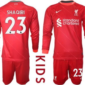 FC Liverpool Heimtrikot 2021/22 Trikotsatz Langarm in rot für Kinder SHAQIRI 23