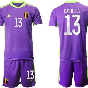 FIFA World Cup 2022 Belgium Goalkeeper Soccer Jersey Purple With CASTEELS 13 Printing