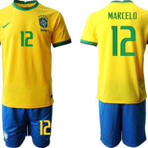 Fußball Trikot Brasilien Heimtrikot 2022 in gelb mit Aufdruck Marcelo 12