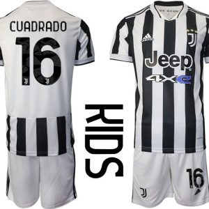 Fußball Trikot Juventus Turin Heimtrikot 2021/22 für Kinder mit Aufdruck Cuadrado 16