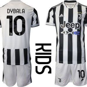 Fußball Trikot Juventus Turin Heimtrikot 2021/22 für Kinder mit Aufdruck Dybala 10