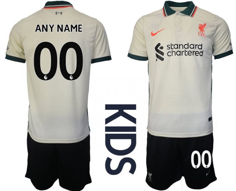 Fußball Trikot Liverpool FC 2021/22 Auswärtstrikot für Kinder in Beige-1