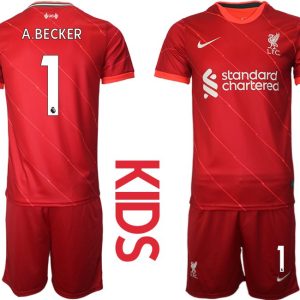 Fußball Trikot Liverpool FC 2021/22 Heimtrikot rot für Kinder mit Aufdruck A.BECKER 1