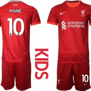 Fußball Trikot Liverpool FC 2021/22 Heimtrikot rot für Kinder mit Aufdruck Mané 10