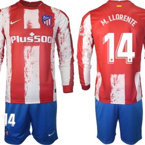 Fußball Trikots langarm Atlético Madrid 2022 Heimtrikot mit Aufdruck M.Llorente 14