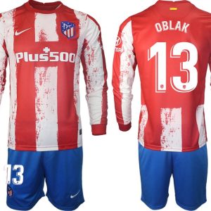 Fußball Trikots langarm Atlético Madrid 2022 Heimtrikot mit Aufdruck OBLAK 13