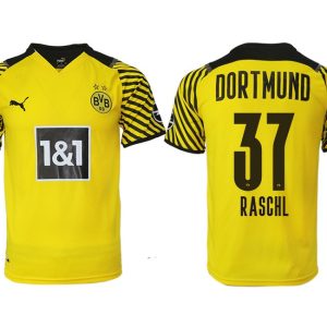 Fußball-Trikots von BVB Borussia Dortmund Heimtrikot 2022 Herren gelb mit Aufdruck Raschl 37