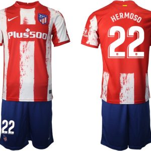 Fußball Trikotsatz Atletico Madrid 2021/22 Heimtrikot in rot mit Aufdruck HERMOSO 22