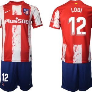 Fußball Trikotsatz Atletico Madrid 2021/22 Heimtrikot in rot mit Aufdruck LODI 12