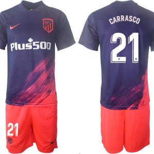 Fußballkleidung Atlético Madrid Auswärtstrikot 2021/22 dunkelblau/pink Carrasco 21