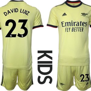 Fussballtrikot Arsenal FC Auswärts 2021/22 Kinder Gelb mit Aufdruck David Luiz 23