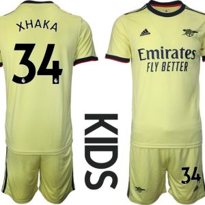 Fussballtrikot Arsenal FC Auswärts 2021/22 Kinder Gelb mit Aufdruck XHAKA 34