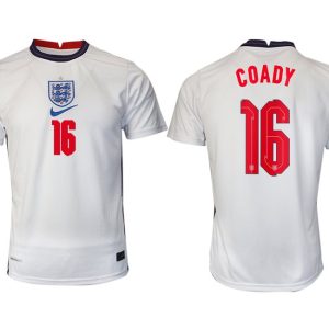 Fußballtrikot Kurzarm England Heimtrikot EM 2022 weiß/blau mit Aufdruck COADY 16