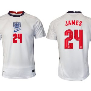 Fußballtrikot Kurzarm England Heimtrikot EM 2022 weiß/blau mit Aufdruck JAMES 24