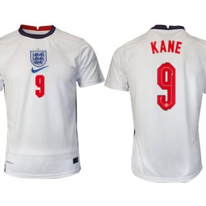 Fußballtrikot Kurzarm England Heimtrikot EM 2022 weiß/blau mit Aufdruck KANE 9