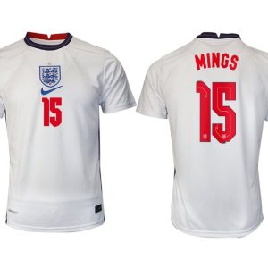 Fußballtrikot Kurzarm England Heimtrikot EM 2022 weiß/blau mit Aufdruck MINGS 15