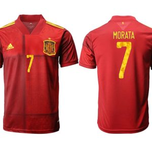 Fussballtrikot Spanien Heim 2022 Erwachsene rot mit Aufdruck MORATA 7