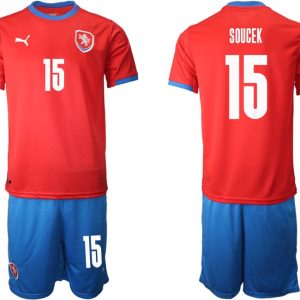 Fußballtrikots Czech Republic Heimtrikot EM 2022 Kurzarm Set mit Aufdruck Soucek 15