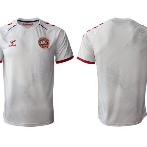 Günstige Dänemark Auswärts Trikot Away 2022 Kurzarm Weiss