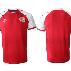 Günstige Dänemark Heimtrikot EM 2022 Kurzarm Rot