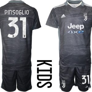 Günstige Kindertrikot Juventus Turin Torwarttrikot schwarz mit Aufdruck Pinsoglio 31