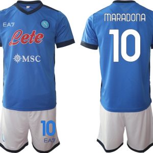 Günstige SSC Napoli Heimtrikot Trikotsatz Kit blau weiß mit Aufdruck Maradona 10