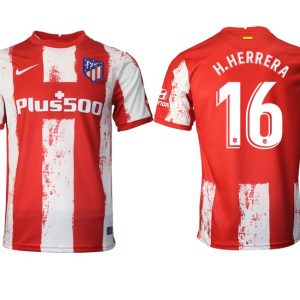 Heimtrikot Atlético Madrid 2021/22 rot/weiß mit Aufdruck H.Herrera 16