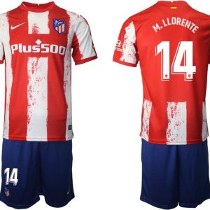 Heimtrikot Atlético Madrid 2021/22 rot/weiß mit Aufdruck M.Llorente 14-1