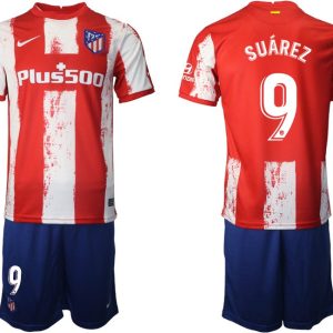 Herren Atletico Madrid 2021/22 Heimtrikot in rot mit Aufdruck Suárez 9