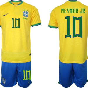 Herren Fußballtrikots Brasilien 2022 Heimtrikot gelb mit Aufdruck NEYMAR JR 10