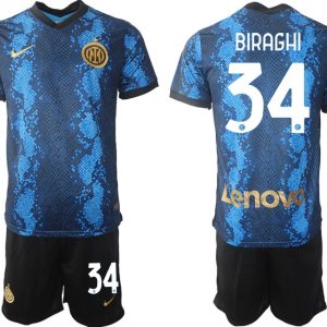 Inter Mailand Cristiano Biraghi #34 Kit Herren Heimtrikot Trikotsatz Kurzarm + Kurze Hosen